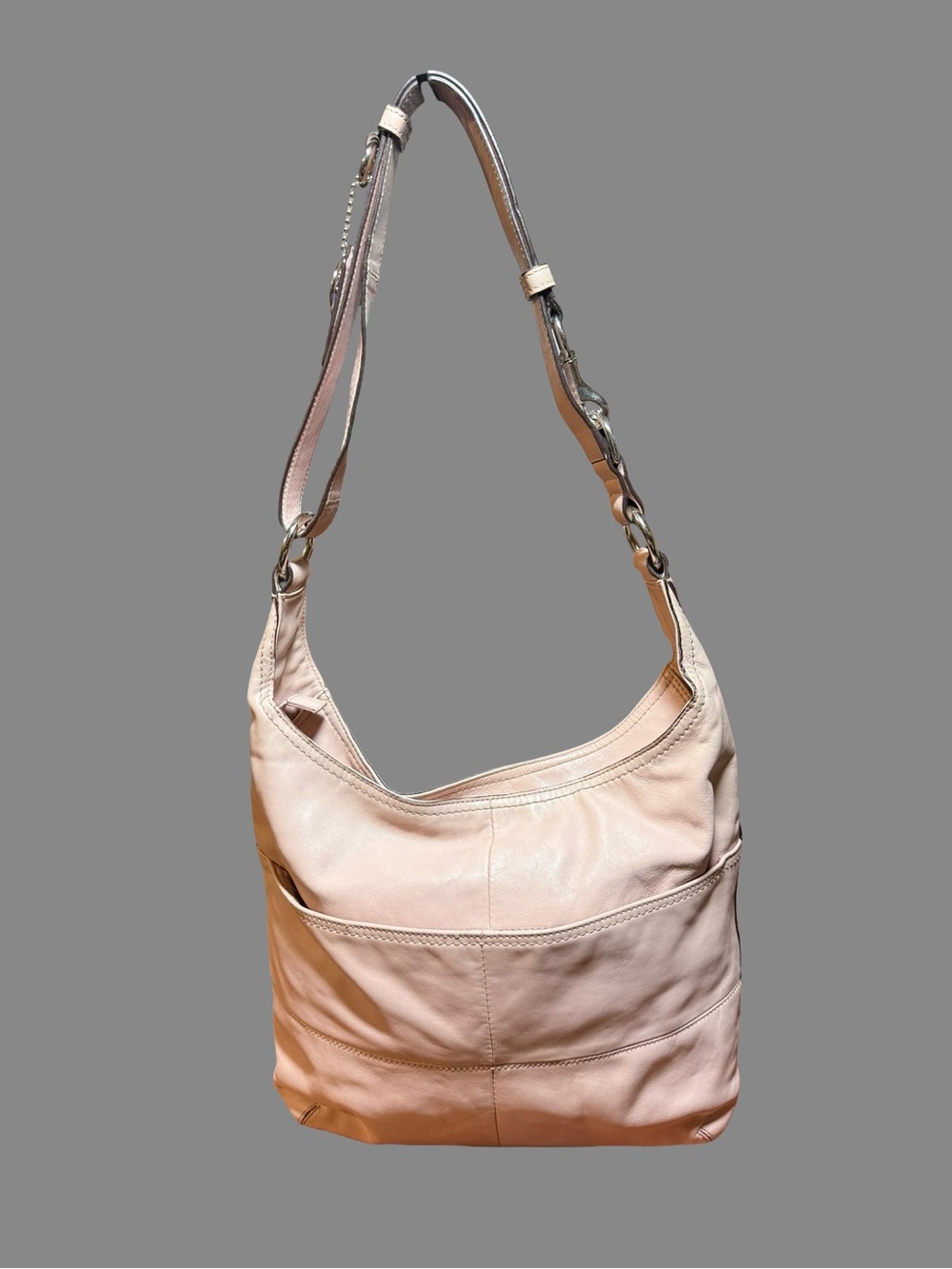Vintage Coach Blush Pink Pieced Leather Duffle Hobo Bag F17116 - Picture 6 of 9